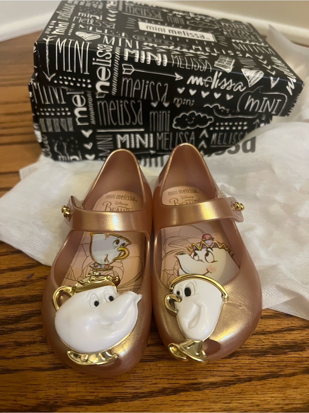 Mini Melissa Girl Belle Rose Gold Mary Jane toddler size 5